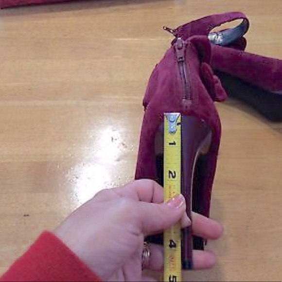 CARLOS SANTANA Burgundy SUEDE Bow Stiletto SHOES 7 - Picture 8 of 13